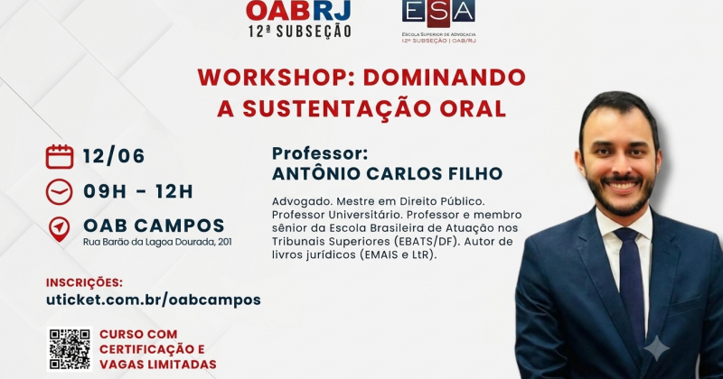 Voz e persuasão nos Tribunais: OAB Campos e ESA realizam o Workshop 