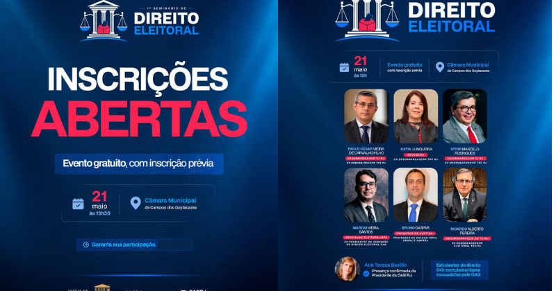 OAB Campos apoia o 1º Seminário de Direito Eleitoral na Câmara Municipal