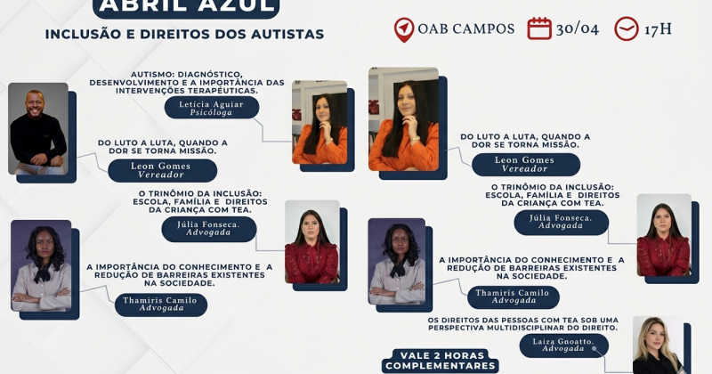 OAB Campos promove encontro sobre Autismo em encerramento ao Abril Azul