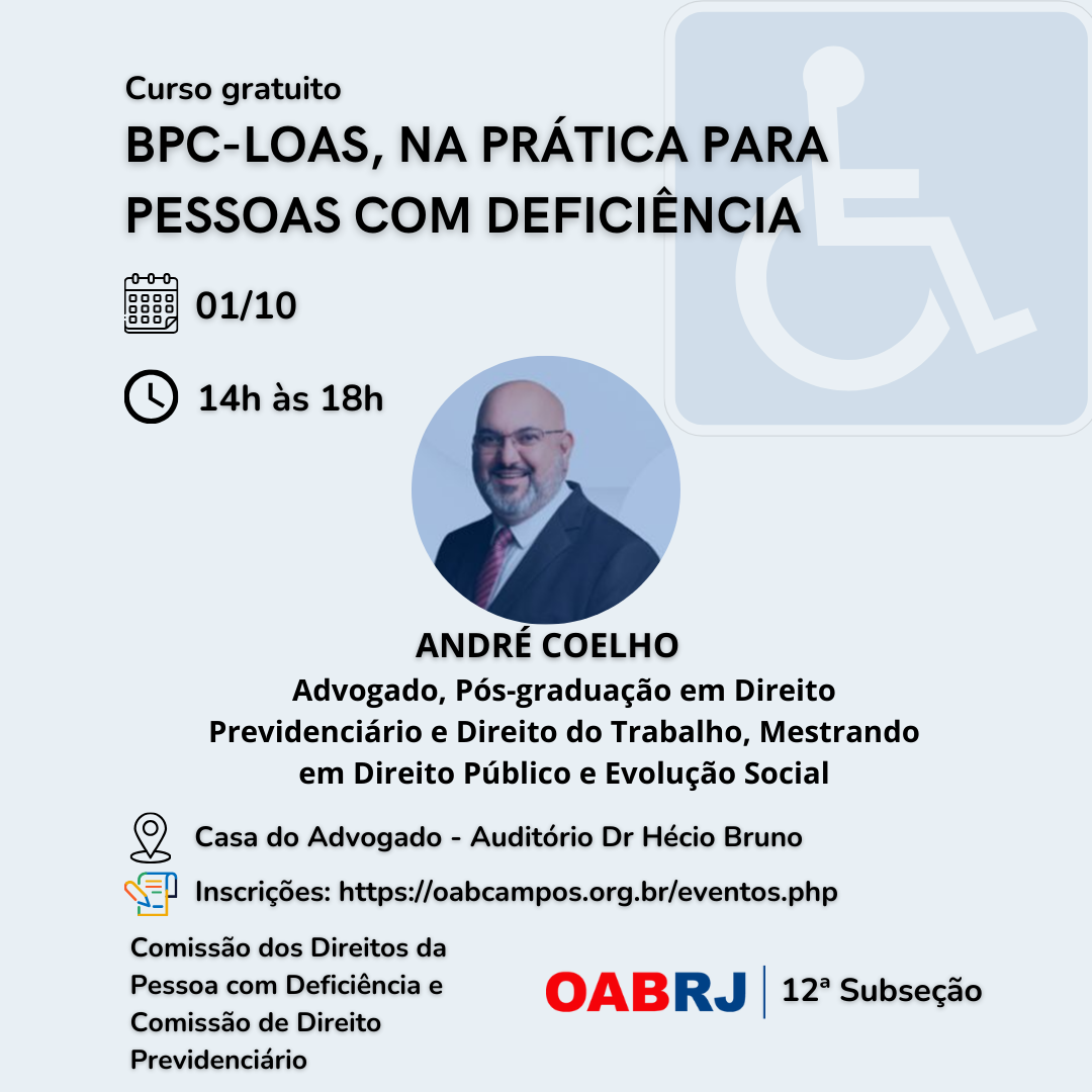 CURSO GRATUITO: BPC-LOAS NA PRÁTICA PARA PESSOAS COM DEFICIÊNCIA